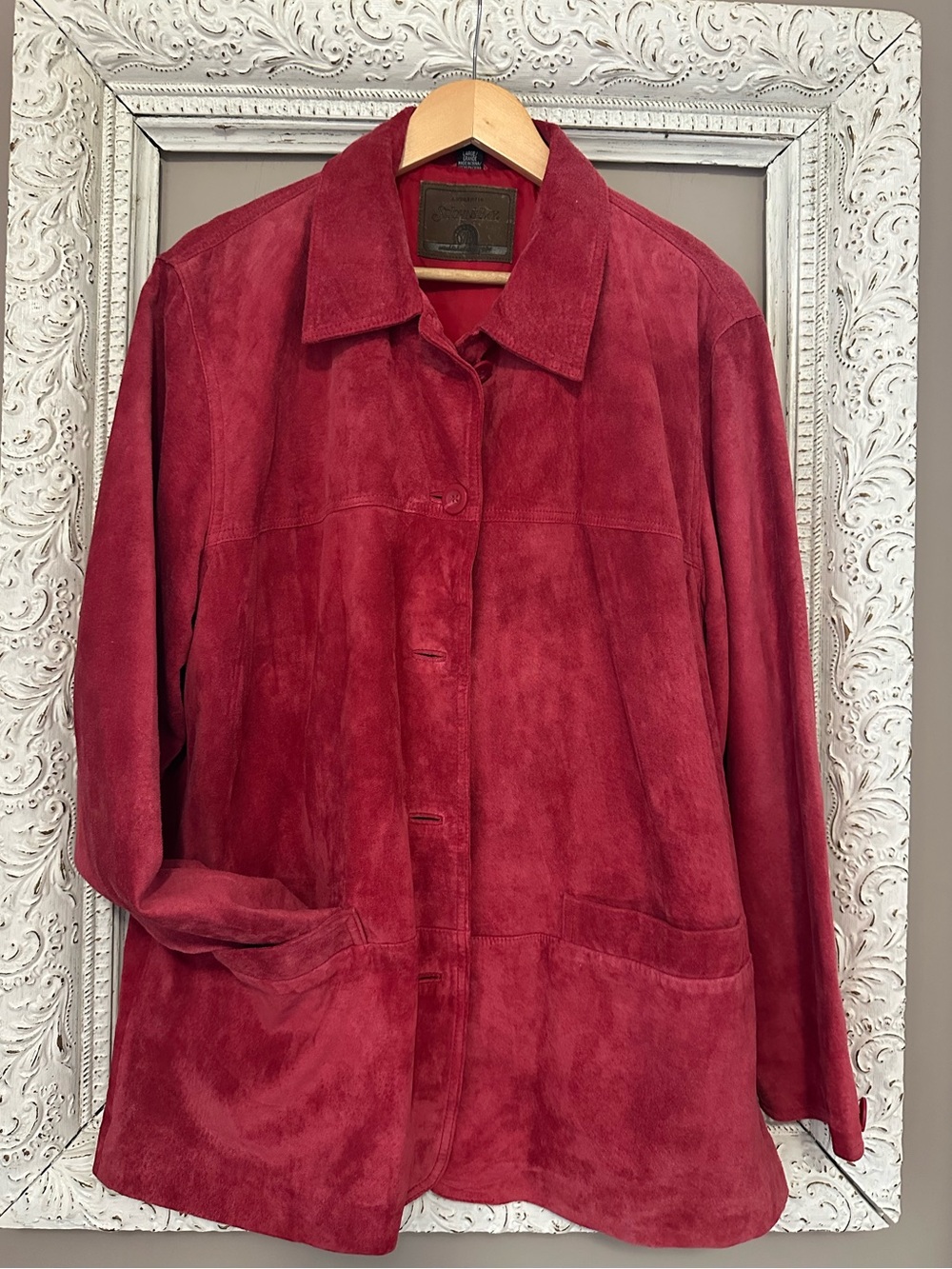St. John's Bay Red Suede Button-Front Jacket. Size L